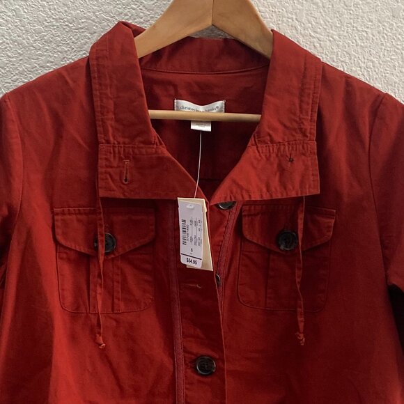 NWT Christopher & Banks Cropped Jacket Short Sleeve Button Up Small Casual Fall - Picture 4 of 5